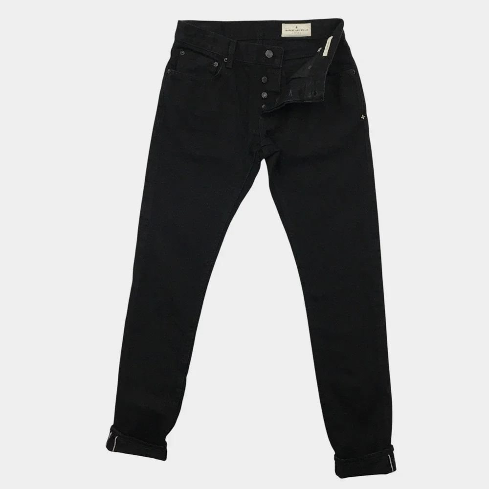 Imogene and Willie Charlie Black Selvedge Denim Jeans Mens Size 30 Button Fly